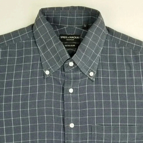 Spier & Mackay 16.5 36 Extra Slim Handmade Men's Charcoal Gray Button Down Shirt - Picture 1 of 7